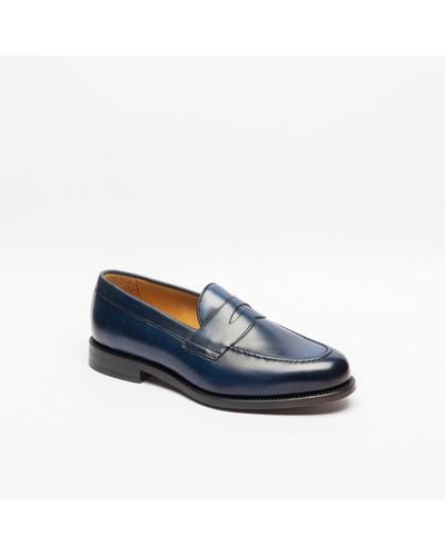 BERWICK  1707 Leather Penny Loafer - Blue
