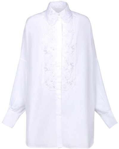 Ermanno Scervino Poplin Lace Detail Overshirt - White