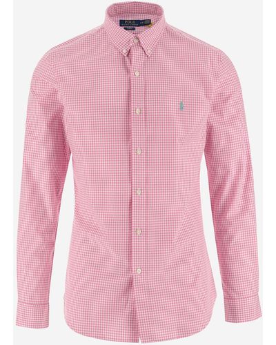 Ralph Lauren Stretch Cotton Shirt With Plaid Pattern - Pink