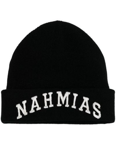 NAHMIAS Logo-embroidered Wool-cashmere Blend Beanie - Black