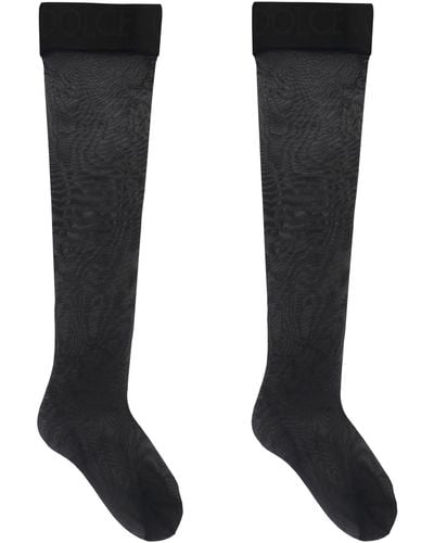 Dolce & Gabbana Hold-Up Stockings With Branded Elastic - Black