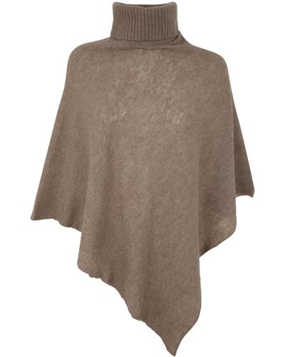 Mirror In The Sky Polo Neck Poncho - Natural