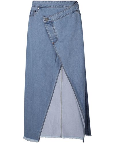 FEDERICA TOSI Wide Front Slit Skirt - Blue