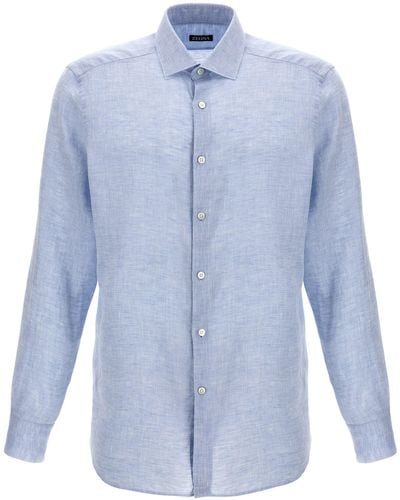 Zegna Linen Shirt Shirt, Blouse - Blue