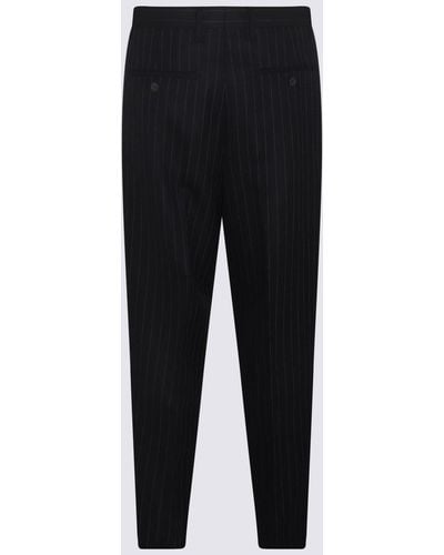 Dries Van Noten Wool Pinstripe Trousers - Black
