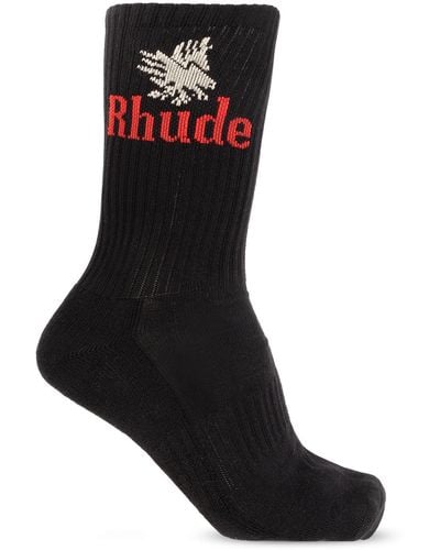 Rhude Socks With Logo - Black