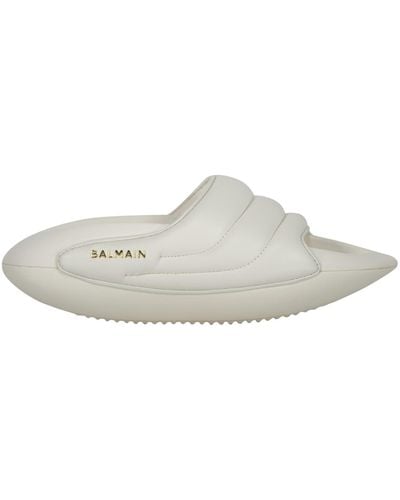 Balmain Leather Slides - White