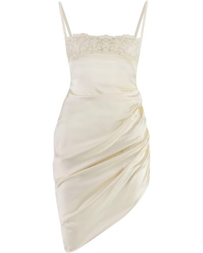 Jacquemus Brodèe Satin Dress - White