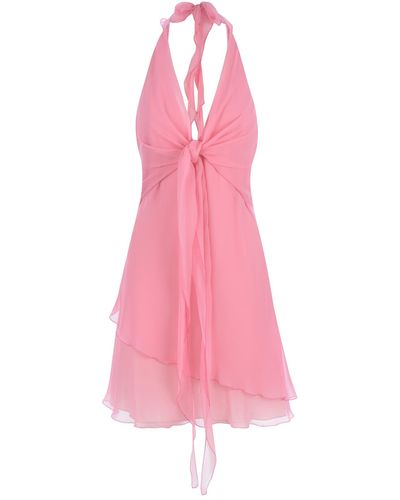 Blumarine Vestito In Chiffon Di Seta - Pink