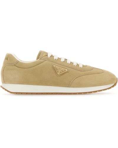 Prada Triangle-logo Lace-up Trainers - Brown