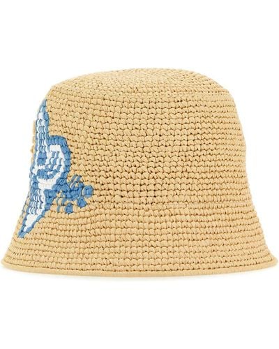 Prada Raffia Bucket Hat - Natural