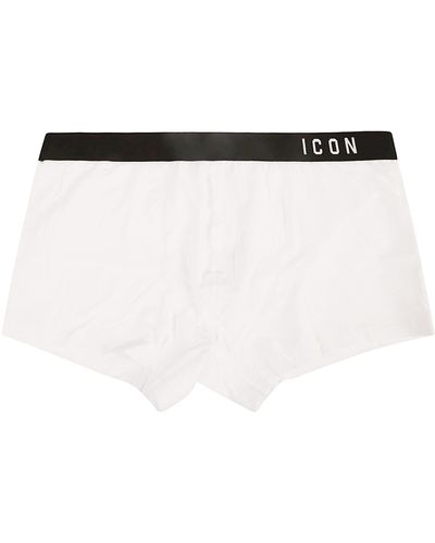 DSquared² Icon Logo Elastic Waist Boxer Shorts - White