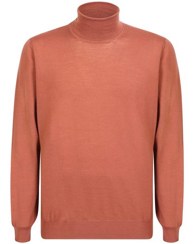 Lardini High Neck Wool Sweater - Orange
