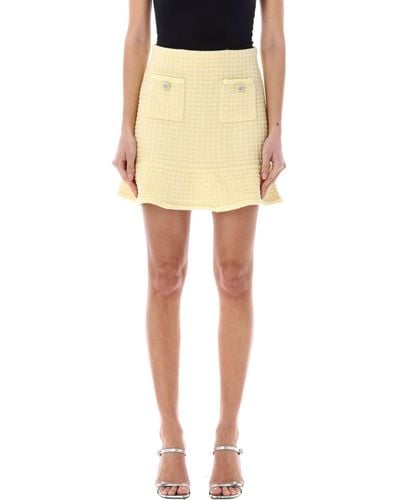Self-Portrait Textured Knit Mini Skirt - Yellow