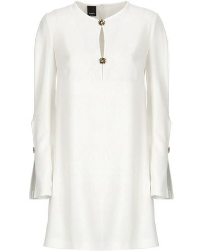 Pinko Cut-Out Detailed Long-Sleeved Dress - White