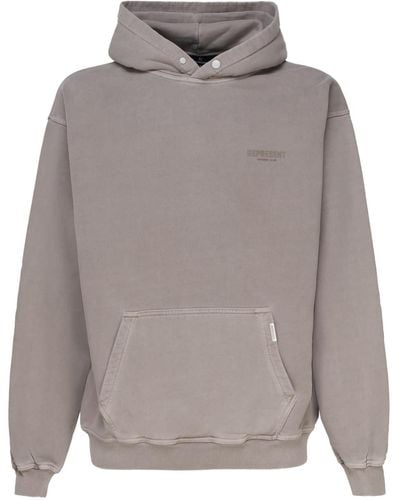 Represent Cotton Sweatshirt With Kangaroo Pockets - Gray