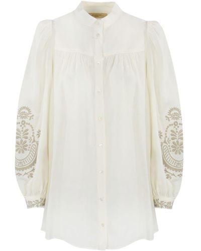 Weekend by Maxmara Linen Canvas Shirt With Carnia Embroidery - White