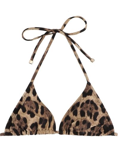 Dolce & Gabbana Animal Print Bikini Top - Brown