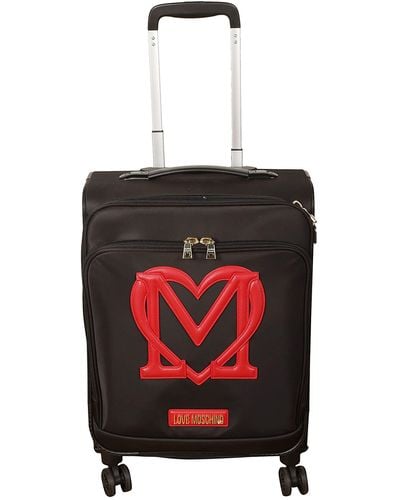 Love Moschino Heart Patched Two-Way Zipped Trolley Luggage - Red