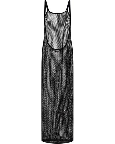 Heron Preston Net Knit Sl Long Dress - Black