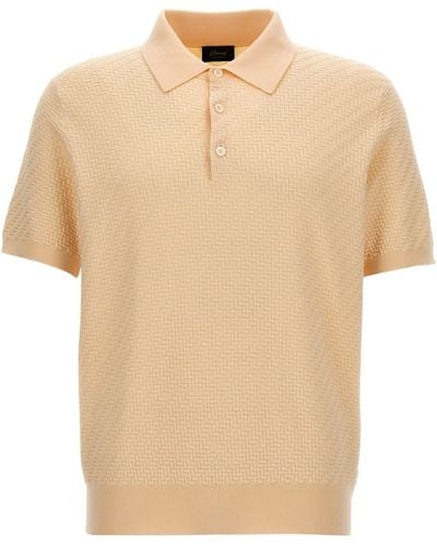 Brioni Woven Knit Shirt Polo - Natural