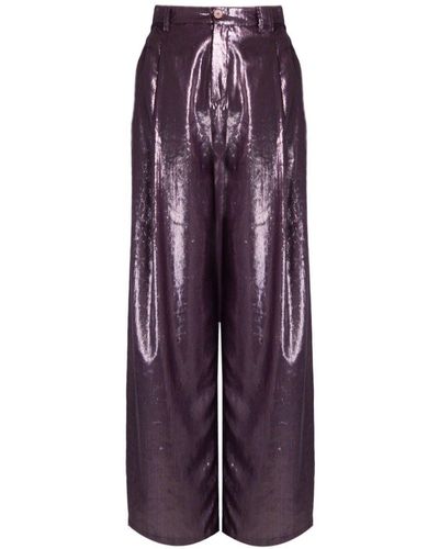 Alysi High Shine Pleated Pants - Purple