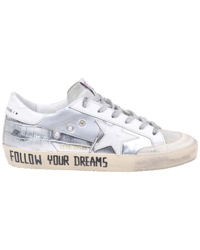 Golden Goose Superstar Trainers In Laminated Leather - Metallic