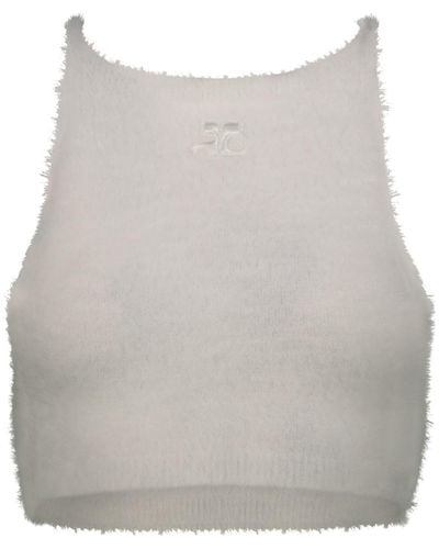 Courreges Crop Top In White Clothing - Gray