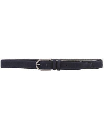 Kiton Suede Belt With Silver Buckle - Blue