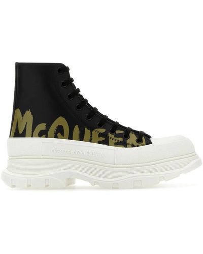 Alexander McQueen Leather Tread Slick Sneakers - White
