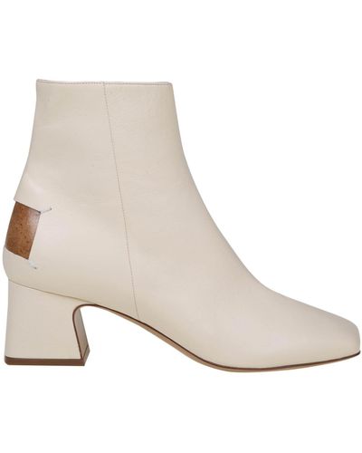 Maison Margiela Leather Boots With Four Stitches On The Back - Natural