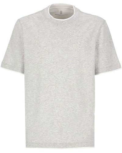 Brunello Cucinelli T-shirts And Polos Gray - White