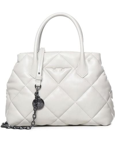 Emporio Armani Quilted Effect Hand Bag - White