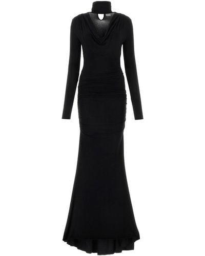 Blumarine Drapped Long-sleeve Dress - Black