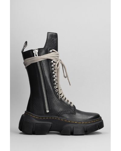 Rick Owens X Dr. Martens Dmxl Length Boot Combat Boots In Black Leather