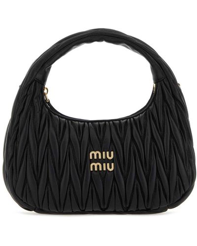 Miu Miu Logo-Plaque Zipped Handbag - Black