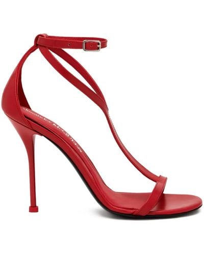 Alexander McQueen Leather Harness Heeled Sandals 90 - Red
