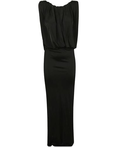 Saint Laurent Scoop-back Sleeveless Slim Dress - Black