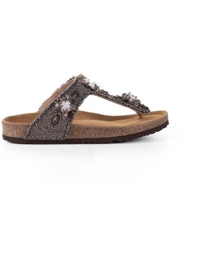 Maliparmi Flip-Flop Sandal With Bijoux Embroidery - Brown