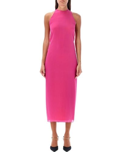 Fendi Georgette Long Dress - Pink