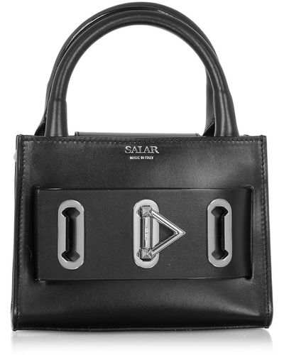 Salar Bella Basic Leather Top Handle Bag - Black