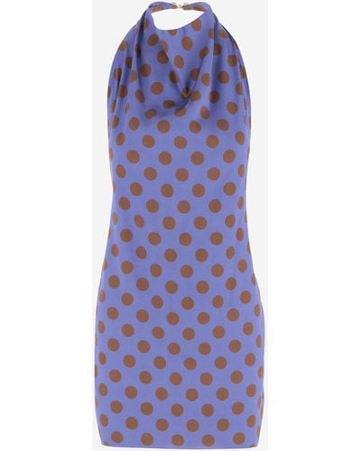 Stephan Janson Polka Dot Silk Dress - Blue