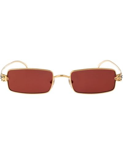 Cartier Rectangle Frame Sunglasses - Red