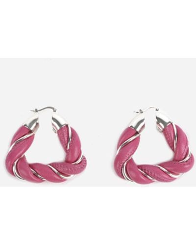 Bottega Veneta Silver And Tassel Earrings - Pink