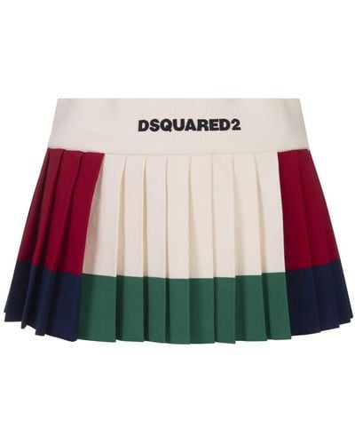 DSquared² Pleated Mini Skirt - Red