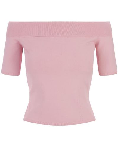 Alexander McQueen Knit Top With Bare Shoulders - Pink