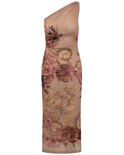 Alberta Ferretti Dress With Floral Print - Natural