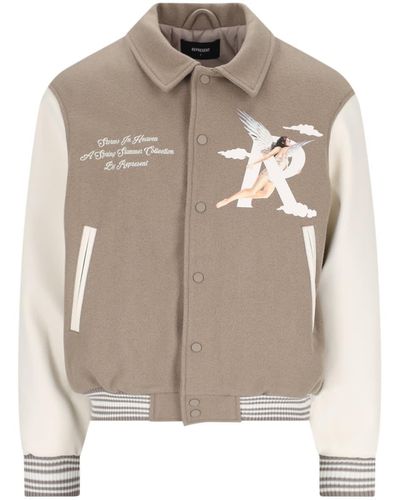 Represent "storm In The Heaven Varsity" Jacket - Natural