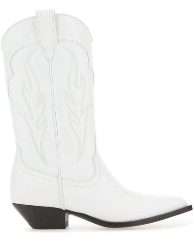Sonora Boots Leather Santa Fe Ankle Boots - White