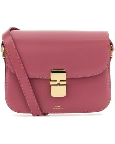 A.P.C. Dark Leather Small Grace Crossbody Bag - Pink